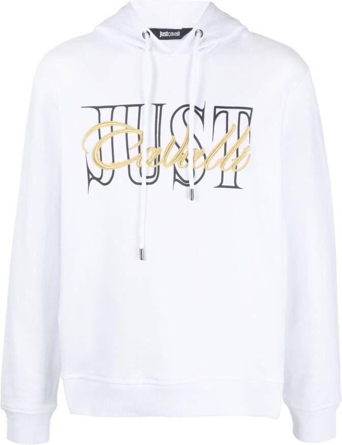 Just Cavalli Hoodie met geborduurd logo Wit