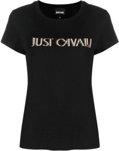 Just Cavalli T-shirt met logoprint Zwart