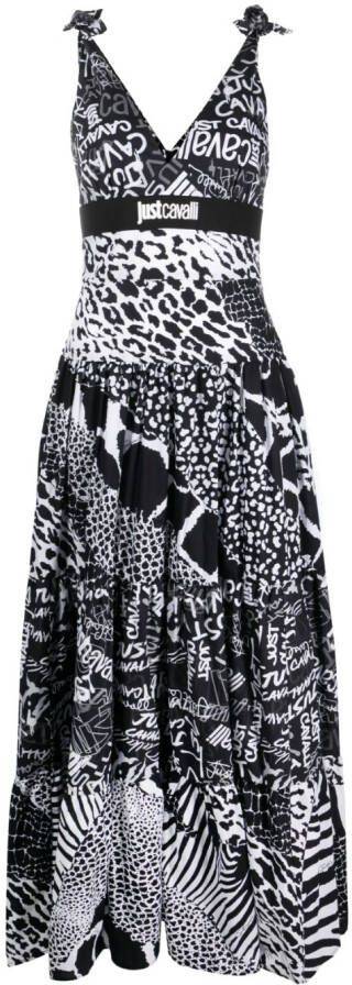 Just Cavalli Maxi-jurk met patchwork Zwart
