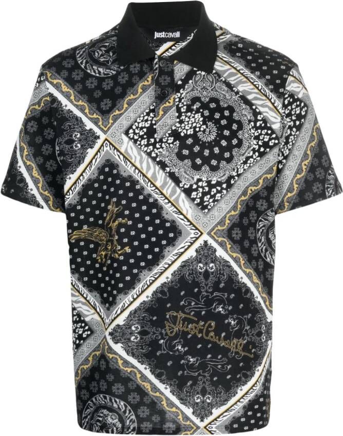 Just Cavalli Poloshirt met paisley-print Zwart