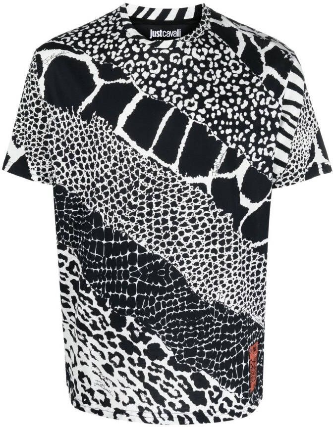 Just Cavalli T-shirt met dierenprint Zwart