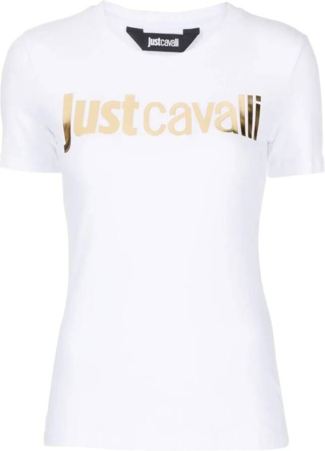 Just Cavalli T-shirt met logo-reliëf Wit