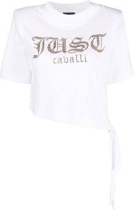 Just Cavalli T-shirt met logo van stras Wit