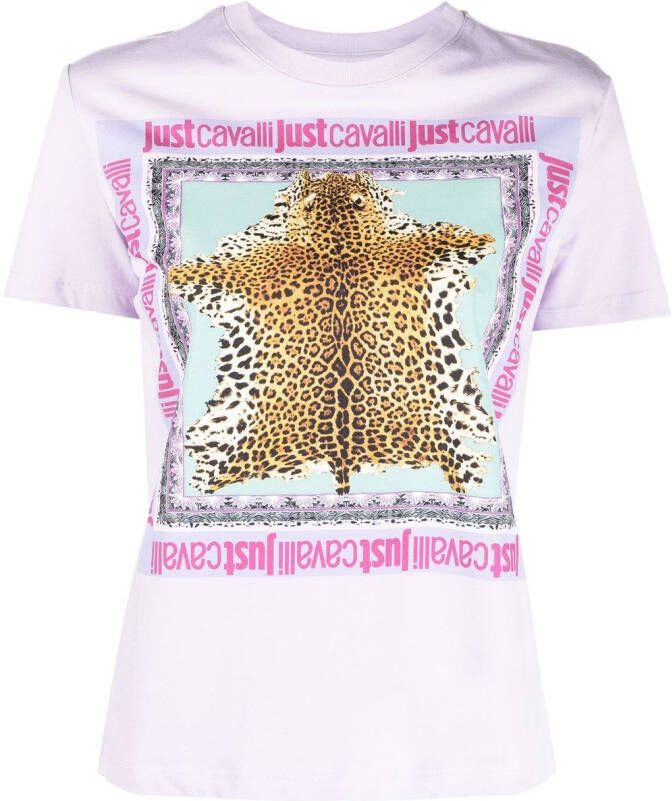 Just Cavalli T-shirt met logoprint Paars