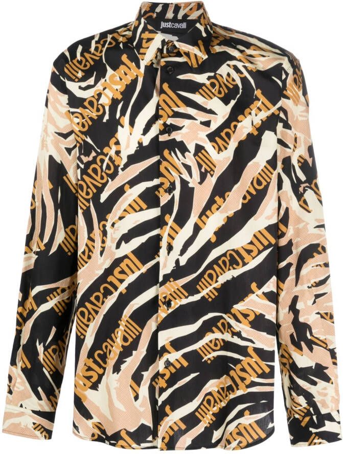 Just Cavalli T-shirt met logoprint Zwart