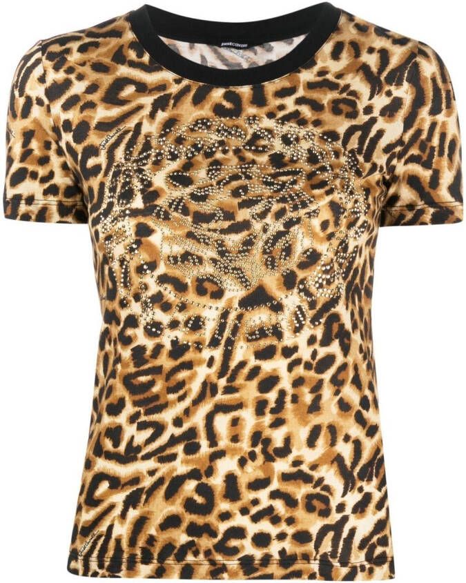 Just Cavalli T-shirt met luipaardprint Bruin