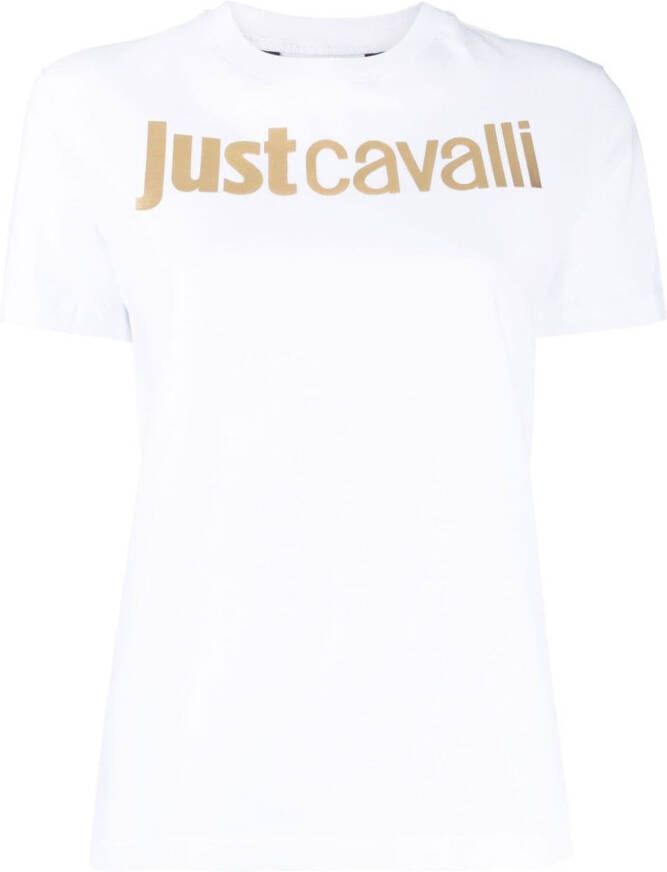 Just Cavalli T-shirt met metallic logo Wit