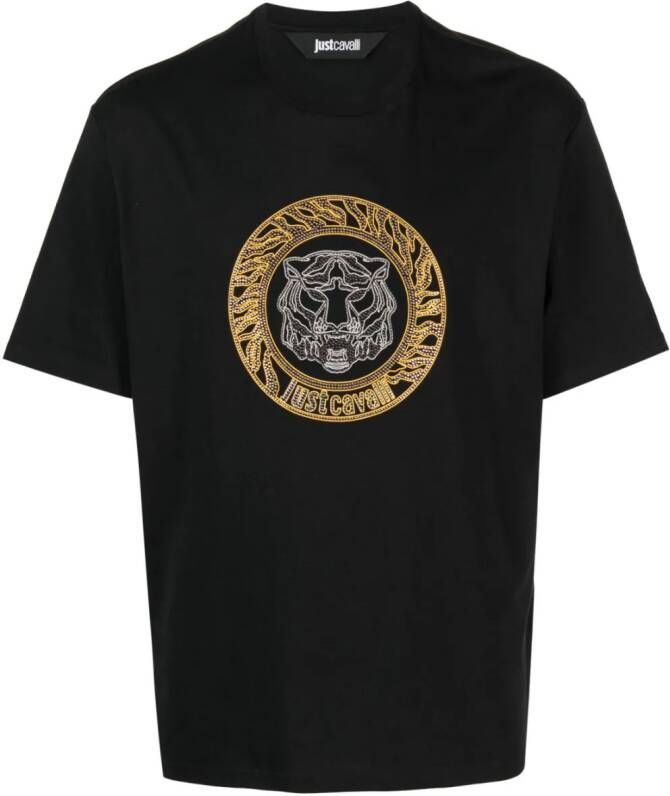 Just Cavalli T-shirt verfraaid met logo Zwart