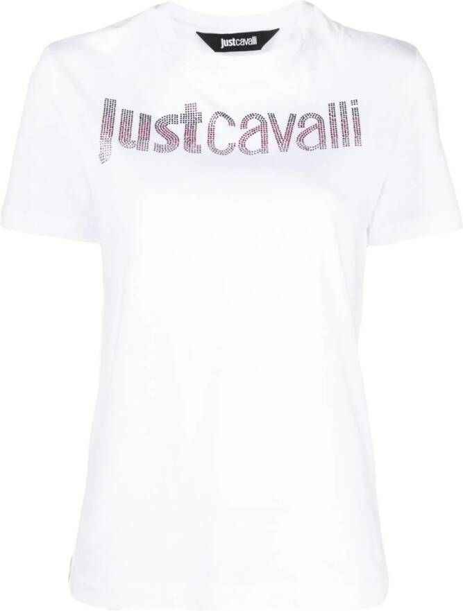 Just Cavalli T-shirt versierd met stras Wit