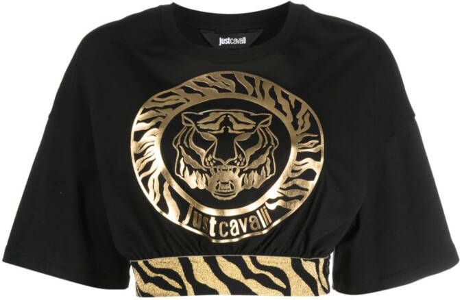 Just Cavalli T-shirt met tijgerprint Zwart
