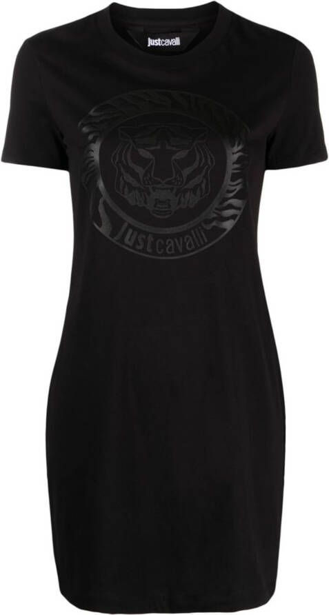 Just Cavalli T-shirtjurk met tijgerprint Zwart