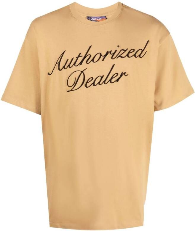 Just Don T-shirt met geborduurde tekst Geel