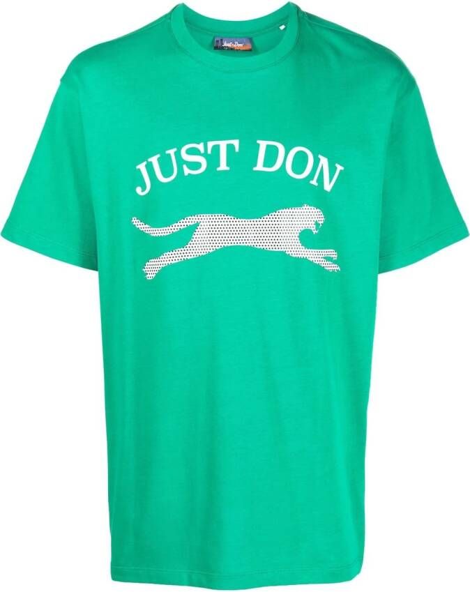 Just Don T-shirt met logoprint Groen