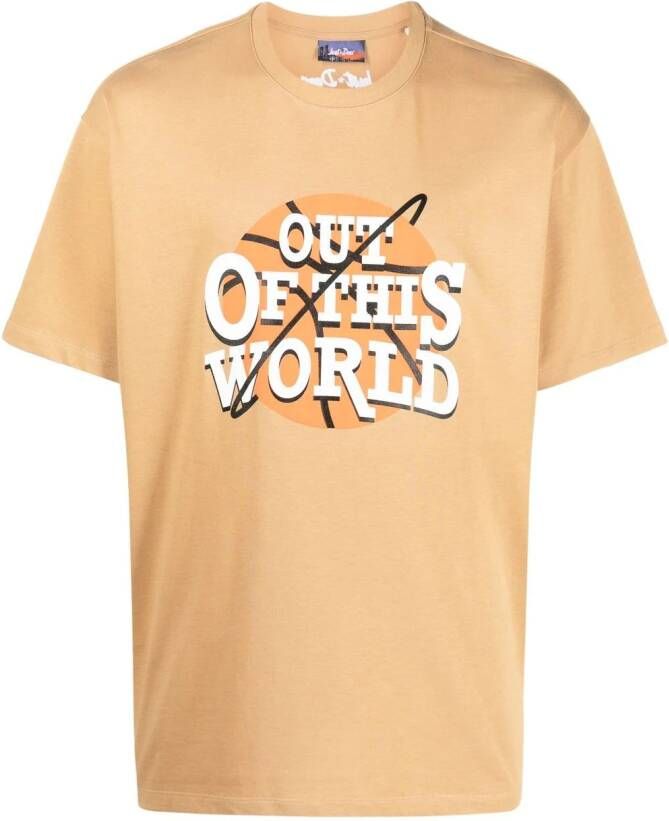 Just Don T-shirt met tekst Beige