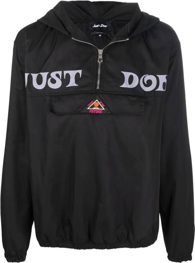 Just Don Windjack met capuchon Zwart