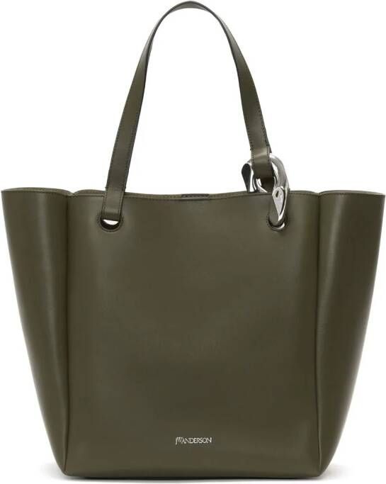 JW Anderson Chain Cabas leather tote Groen