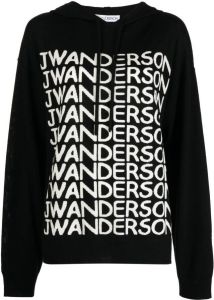 JW Anderson intarsia-logo long-sleeve hoodie Zwart
