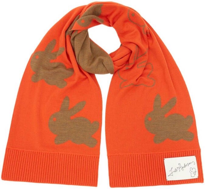 JW Anderson patterned-intarsia wool scarf Oranje