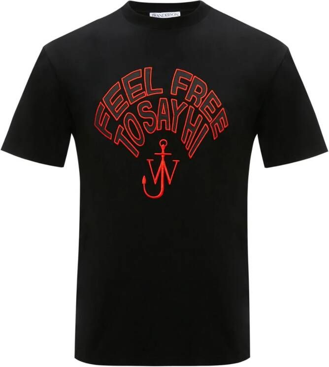 JW Anderson T-shirt met geborduurde tekst Zwart