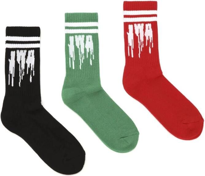 JW Anderson Set van drie sokken met logo Rood