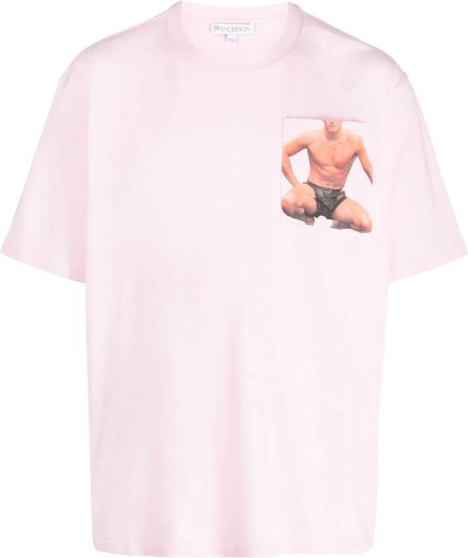JW Anderson T-shirt met borstzak Roze