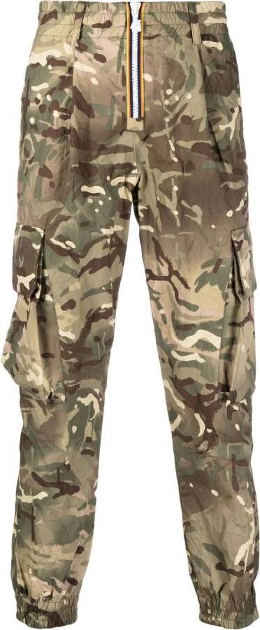 K-Way Broek met camouflageprint Groen