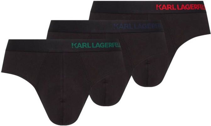 Karl Lagerfeld 3-pack slip met logoprint Zwart