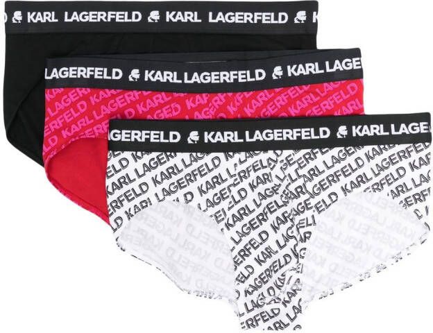 Karl Lagerfeld 3-pack slips met logoprint Zwart