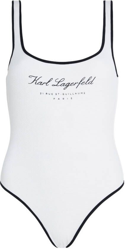 Karl Lagerfeld Badpak met logoprint Wit