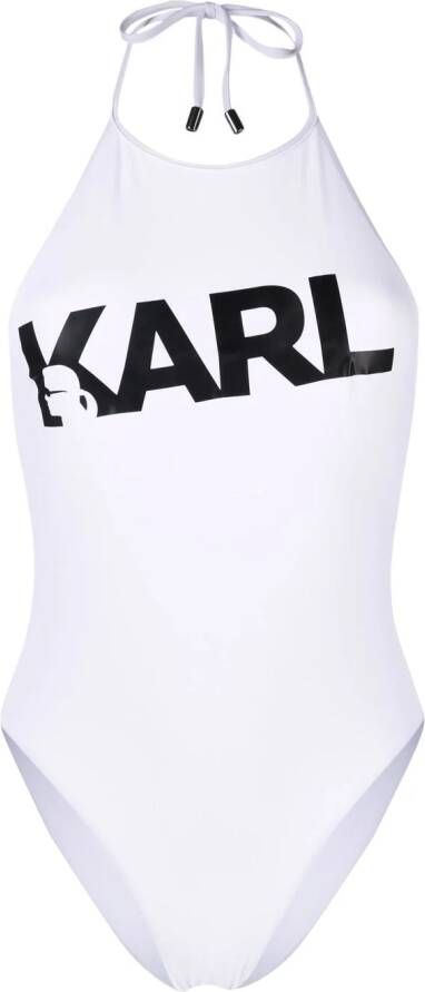 Karl Lagerfeld Badpak met logoprint Wit