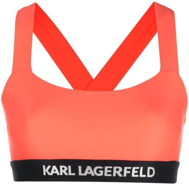 Karl Lagerfeld Bikinitop met logoband Oranje