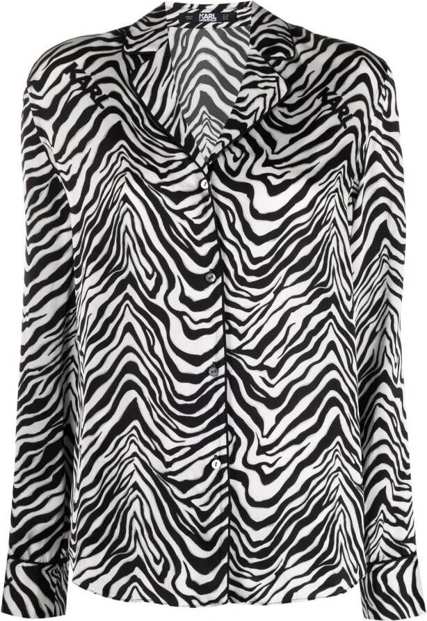Karl Lagerfeld Blouse met zebraprint Zwart