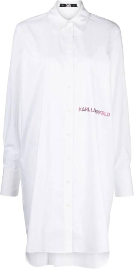 Karl Lagerfeld Blousejurk met logo-reliëf Wit