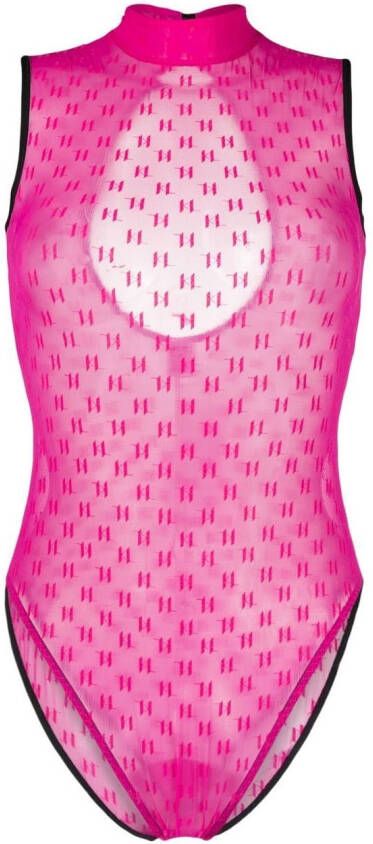 Karl Lagerfeld Doorzichtige body met monogram Roze