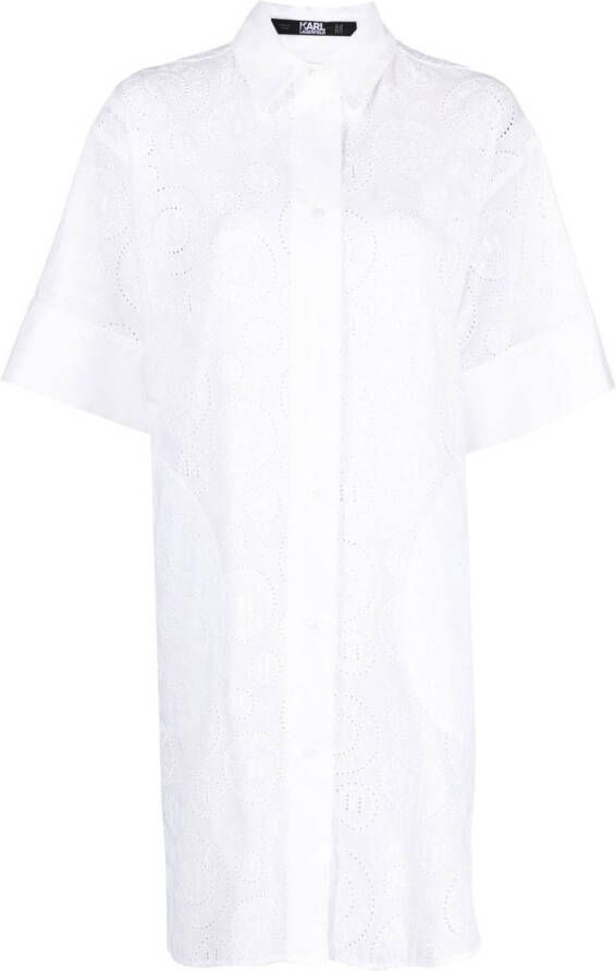 Karl Lagerfeld Broderie anglaise blousejurk Wit