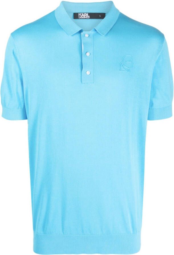 Karl Lagerfeld Poloshirt met geborduurd logo Blauw