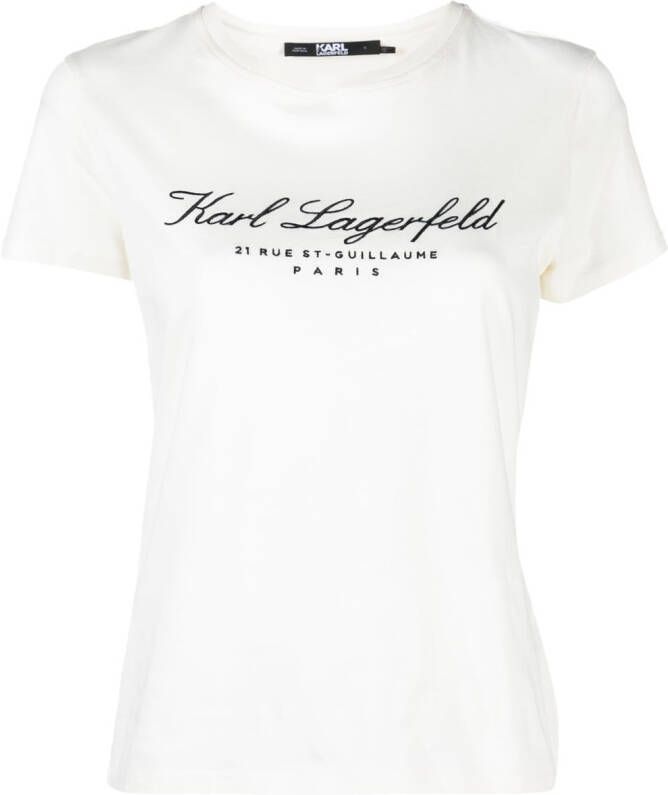 Karl Lagerfeld T-shirt met geborduurd logo Wit