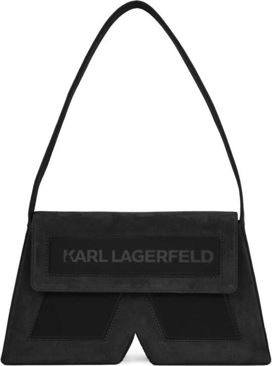 Karl Lagerfeld IKON K leren schoudertas Zwart
