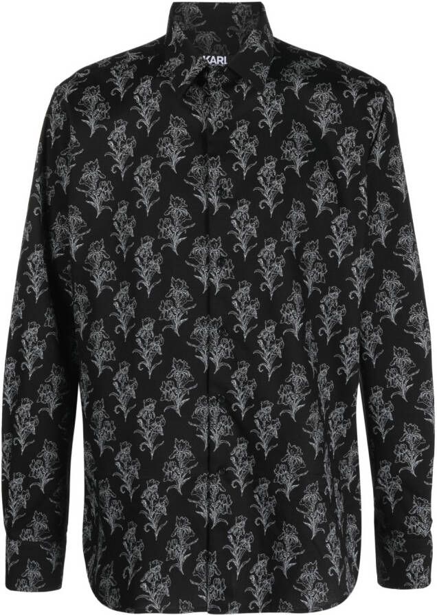Karl Lagerfeld Overhemd met bloemenprint Zwart