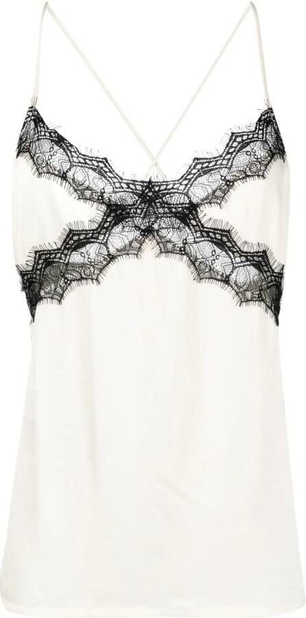 Karl Lagerfeld Hemd met afwerking van kant Beige