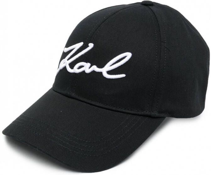 Karl Lagerfeld Signature honkbalpet van biologisch katoen Zwart