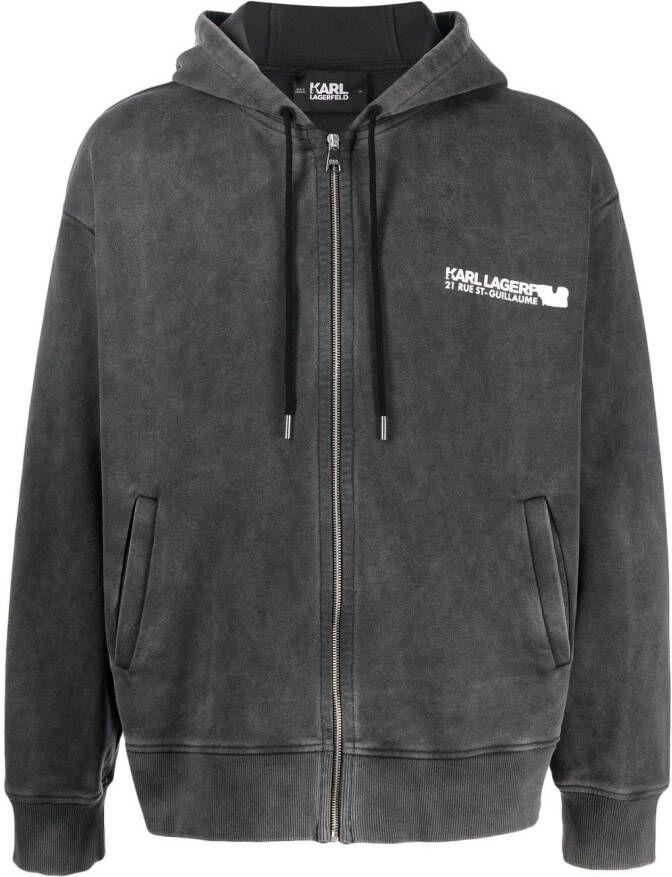 Karl Lagerfeld Rue St-Guillaume hoodie met rits Zwart