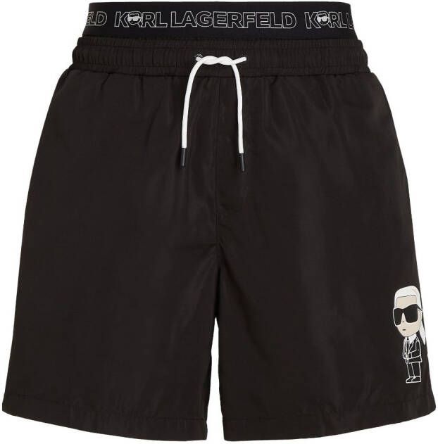 Karl Lagerfeld Ikon zwembroek met dubbele tailleband Zwart
