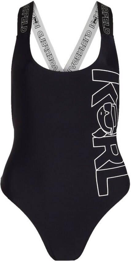 Karl Lagerfeld Badpak met Ikonik logoprint Zwart