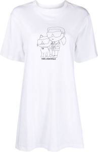 Karl Lagerfeld T-shirtjurk met Ikonik 2.0 print Wit
