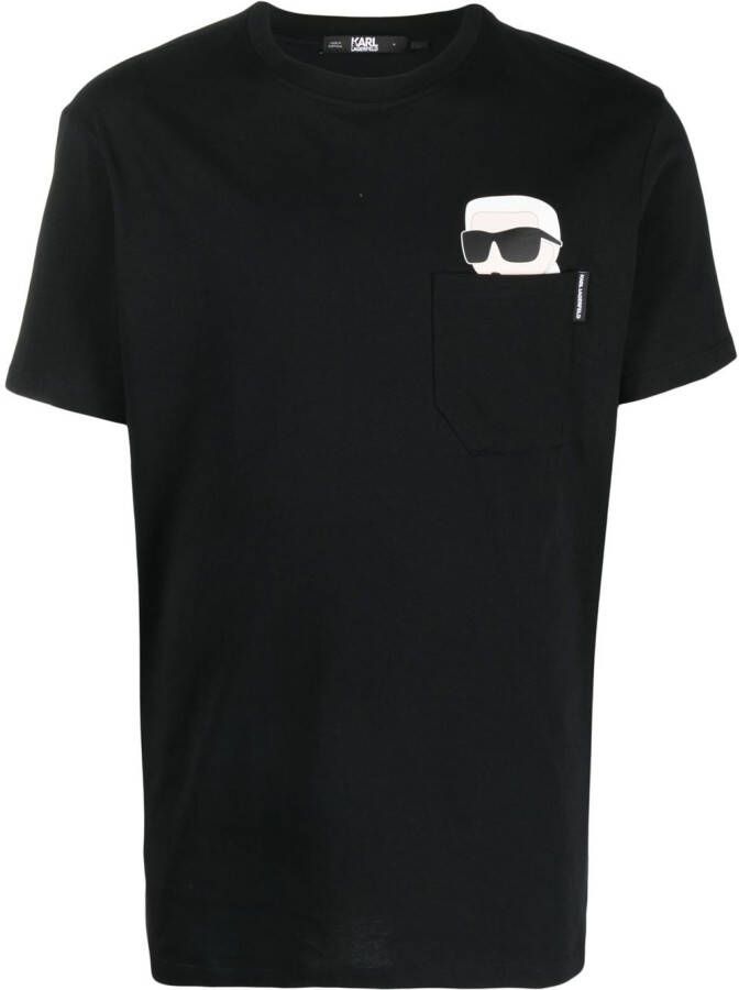 Karl Lagerfeld Ikon 2.0 T-shirt met borstzak Zwart