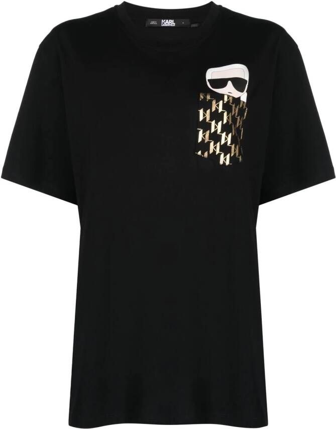 Karl Lagerfeld Ikonik Karl T-shirt met monogram zak Zwart