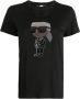 Karl Lagerfeld Ikonik T-shirt verfraaid met stras Zwart - Thumbnail 1