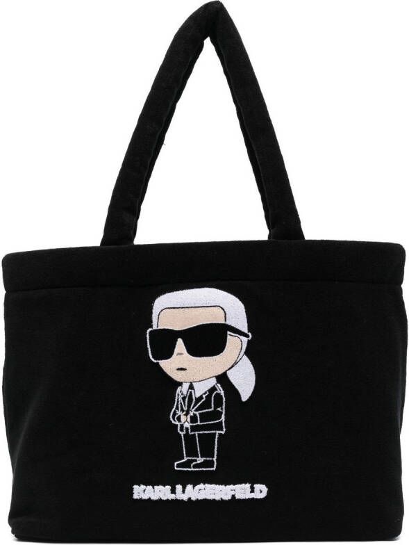 Karl Lagerfeld Ikonik shopper met geborduurd logo Zwart