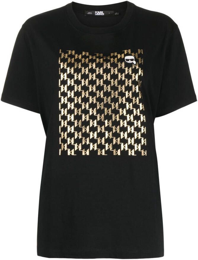 Karl Lagerfeld T-shirt met Ikonik-monogram Zwart